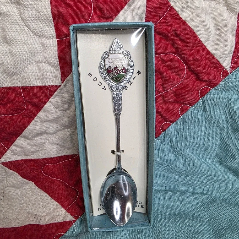 Grand Canyon National Park Arizona Souvenir Spoon Chrome Plated Vintage In Box